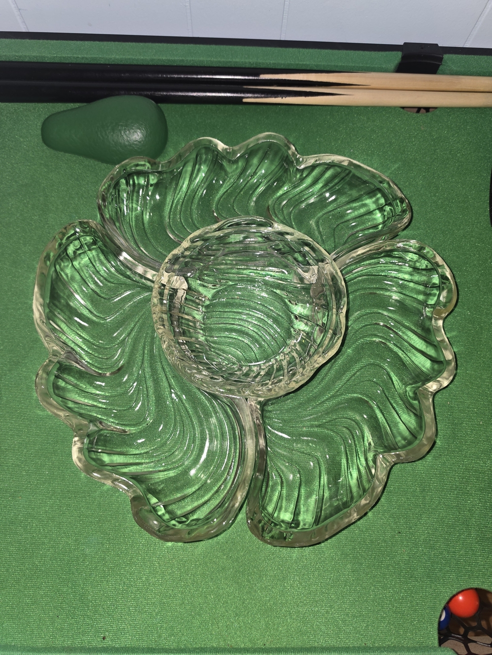 Clear Glass Flower Relish Dish with Center Bowl